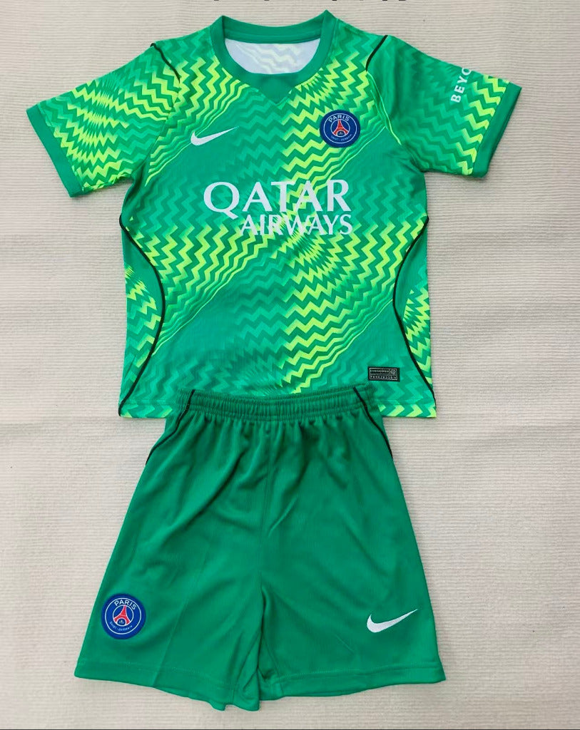 PSG 26/27 Vibrant Green Goalkeeper Kids Jersey Set
