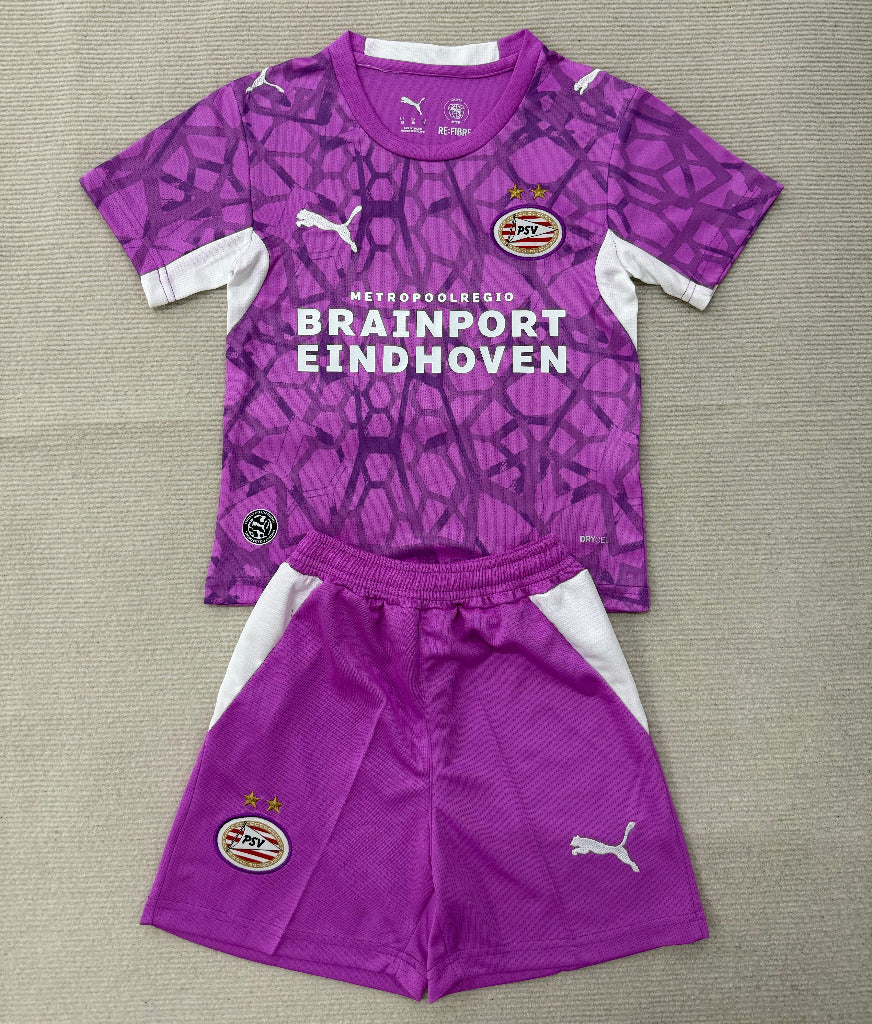 PSV Eindhoven 26/27 Purple/White Goalkeeper Kids Jersey Set