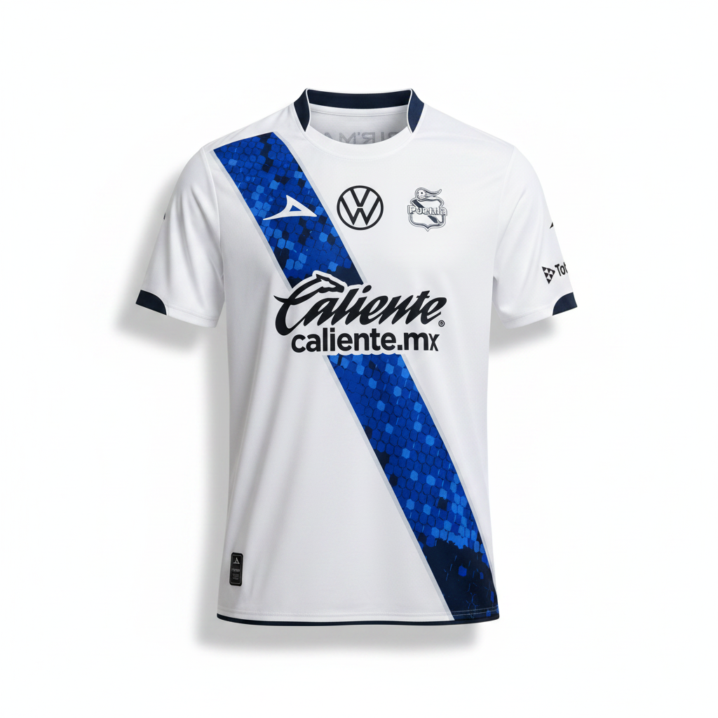 Puebla 26/27 White/Blue/Navy Trim Home Jersey