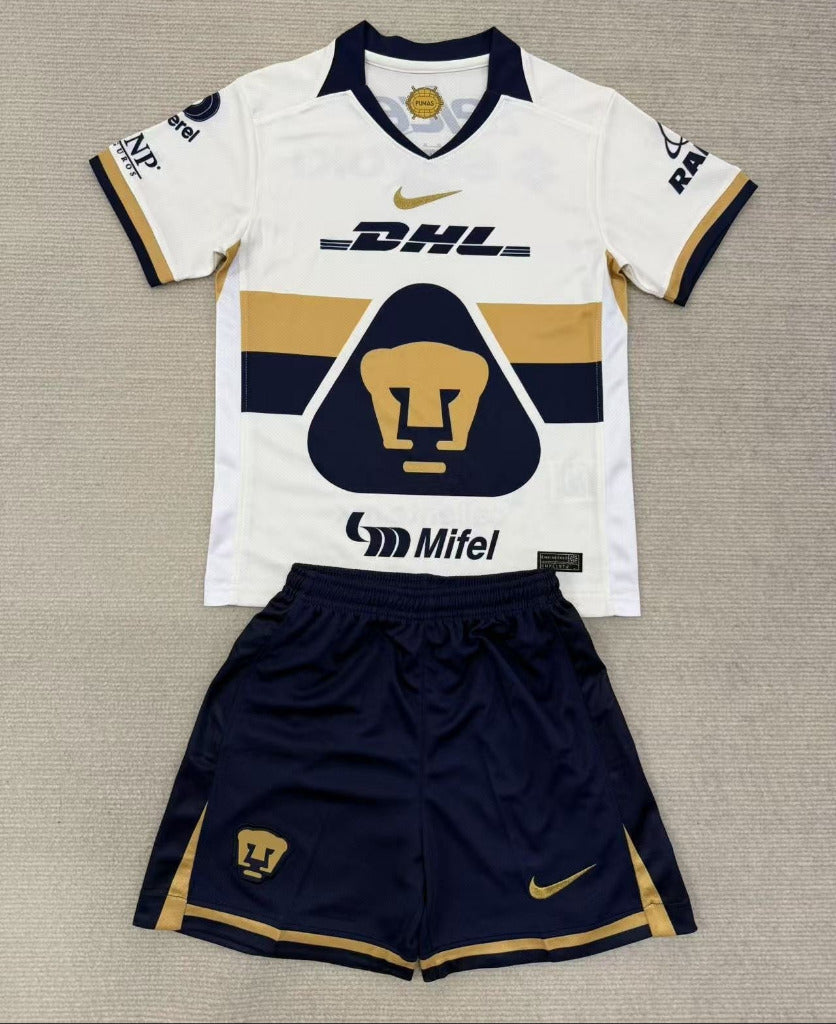 Pumas 25/26 White Home Kids Jersey Set
