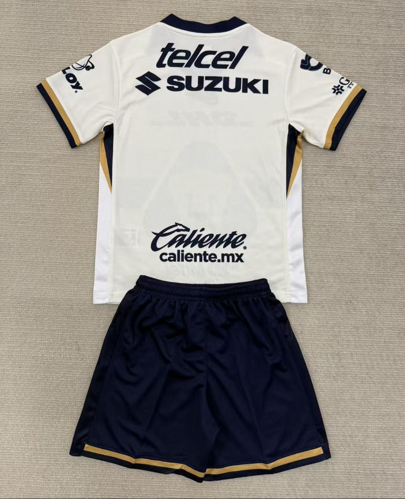 Pumas 25/26 White Home Kids Jersey Set