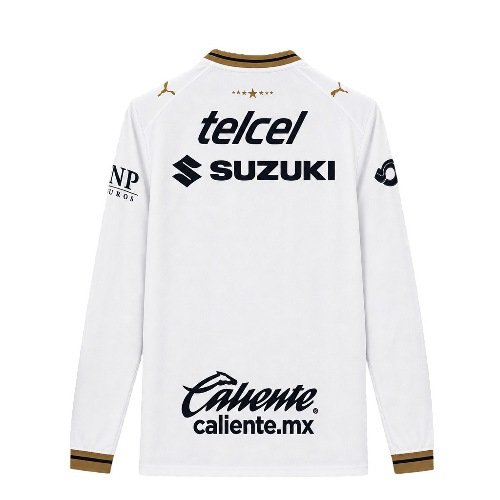 Pumas 26/27 White/Gold/Navy Away Long Sleeve Jersey