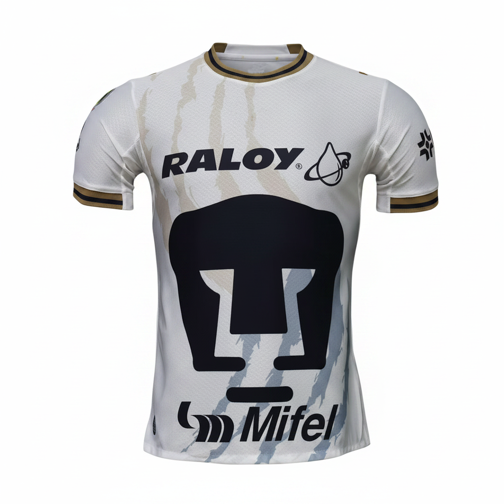 Pumas 26/27White/Black/Gold Trim Away Player Version Jersey