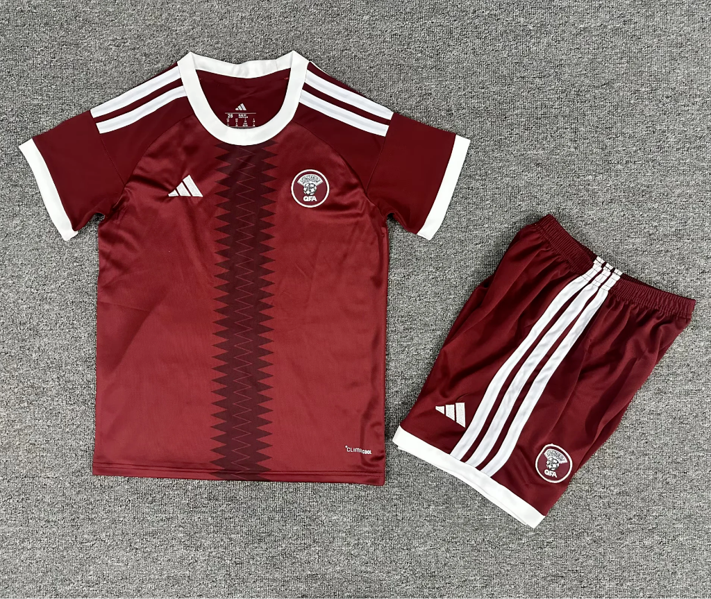 Qatar 2026 Brown/White Home Kids Jersey Set