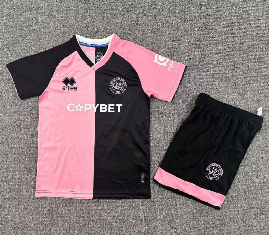 QPR 25/26 Pink/Black Away Kids Jersey Set
