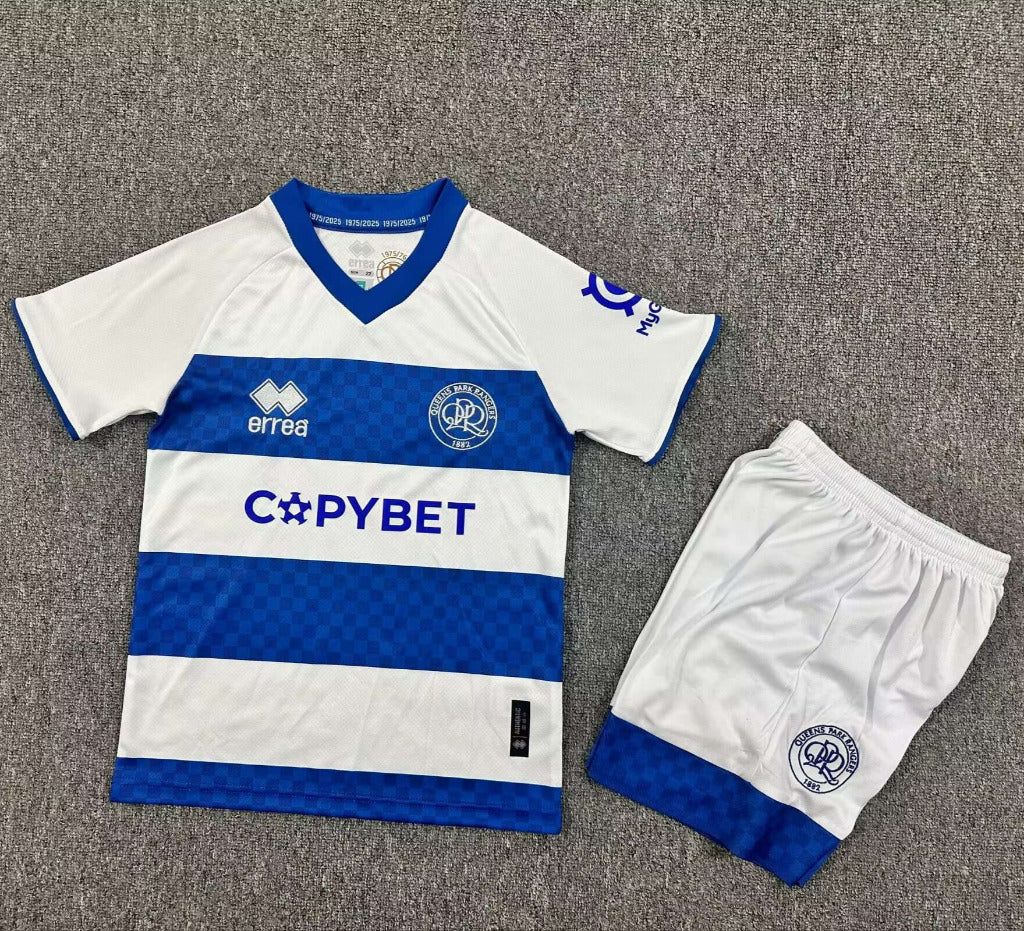 QPR 25/26 White/Blue Home Kids Jersey Set