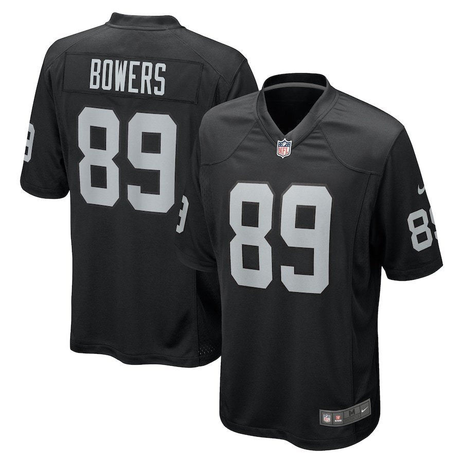 Raider 25/26 Bowers #89 Black/Gray NFL Game Jersey