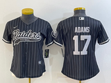Raiders 2021/22 Adams #17 Black/White Stripes Women NFL Baseball Style Jersey