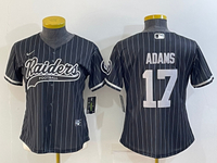 Raiders 2021/22 Adams #17 Black/White Stripes Women NFL Baseball Style Jersey