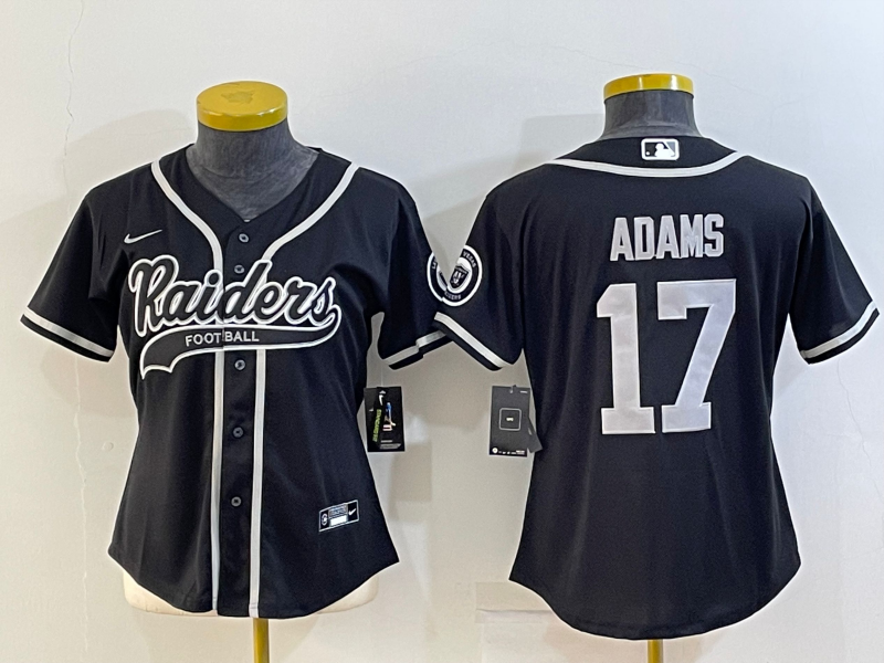 Raiders 2021/22 Adams #17 Black/White Women NFL Baseball Style Jersey