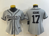 Raiders 2021/22 Adams #17 Gray/Black Women NFL Baseball Style Jersey