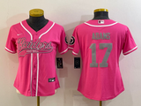 Raiders 2021/22 Adams #17 Pink/Gray Women NFL Baseball Style Jersey