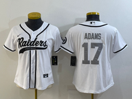 Raiders 2021/22 Adams #17 White/Gray Women NFL Baseball Style Jersey