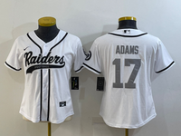 Raiders 2021/22 Adams #17 White/Gray Women NFL Baseball Style Jersey