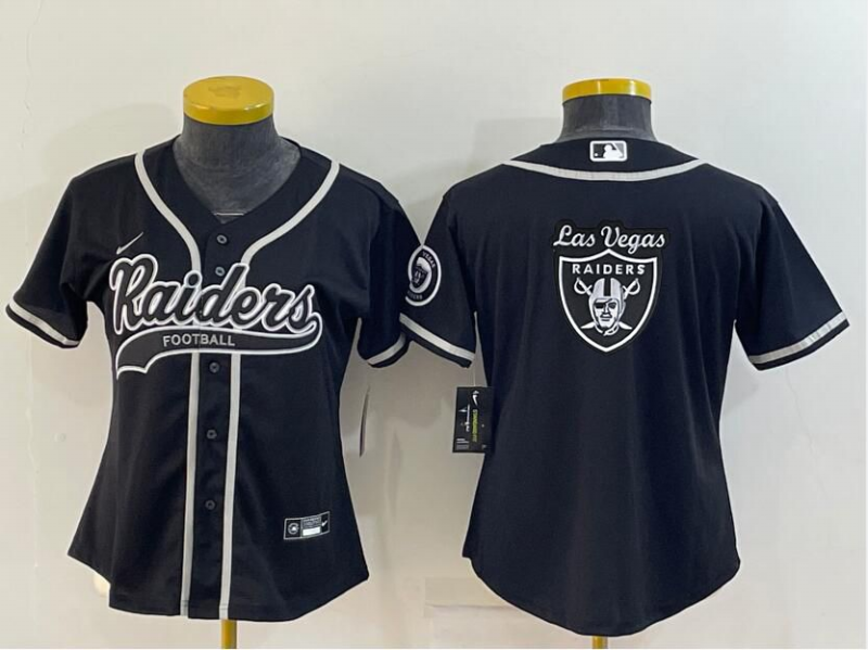 Raiders 2021/22 Black/White Women NFL Baseball Style Jersey