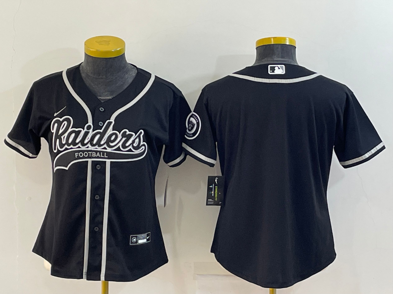 Raiders 2021/22 Black/White Women NFL Baseball Style Jersey