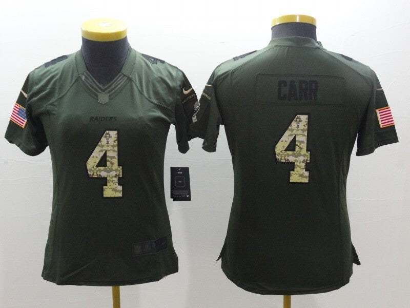Raiders 2021/22 Carr #4 Green/Camo Print Women NFL Jersey
