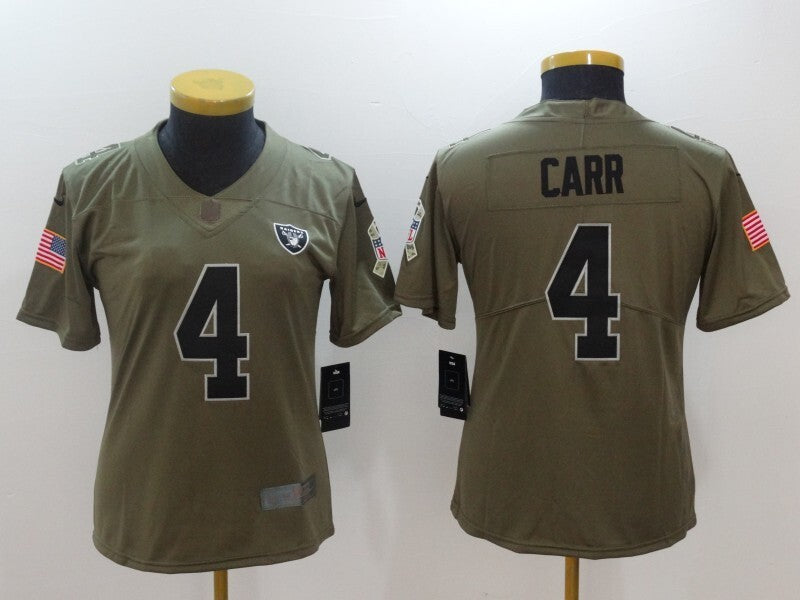 Raiders 2021/22 Carr #4 Olive/Black Women NFL Jersey