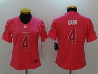 Raiders 2021/22 Carr #4 Pink/White Women NFL Jersey