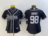 Raiders 2021/22 Crosby #98 Black/White Women NFL Baseball Style Jersey