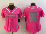 Raiders 2021/22 Crosby #98 Pink/Gray Women NFL Baseball Style Jersey