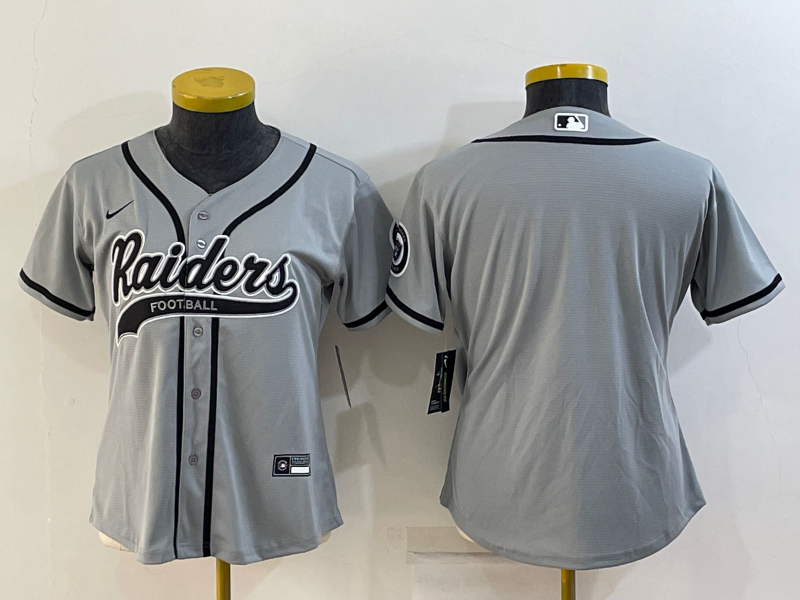 Raiders 2021/22 Gray/Black Women NFL Baseball Style Jersey