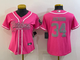 Raiders 2021/22 Jackson #34 Pink/Gray Women NFL Baseball Style Jersey