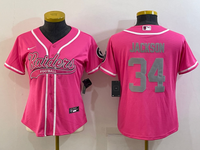 Raiders 2021/22 Jackson #34 Pink/Gray Women NFL Baseball Style Jersey