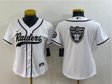 Raiders 2021/22 White/Black Women NFL Baseball Style Jersey
