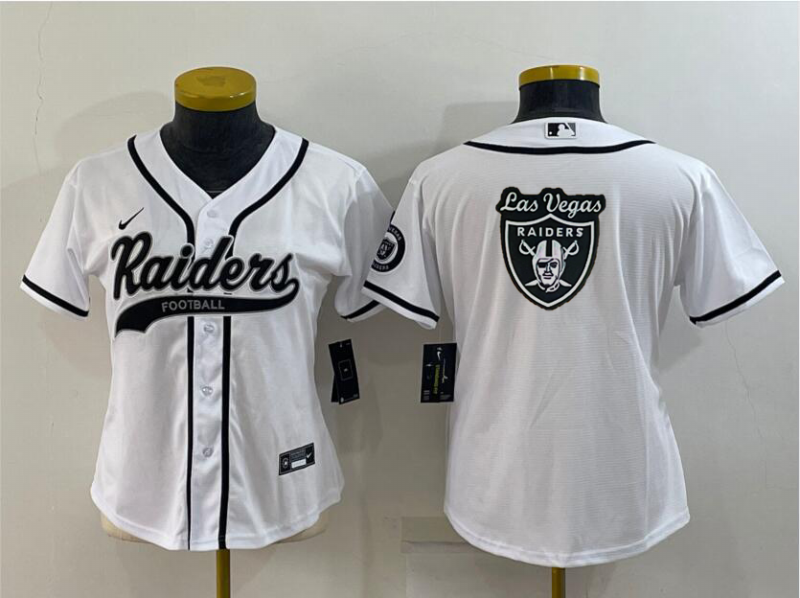 Raiders 2021/22 White/Black Women NFL Baseball Style Jersey