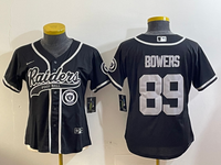 Raiders 2023/24 Bowers #89 Black/White Women NFL Baseball Style Jersey