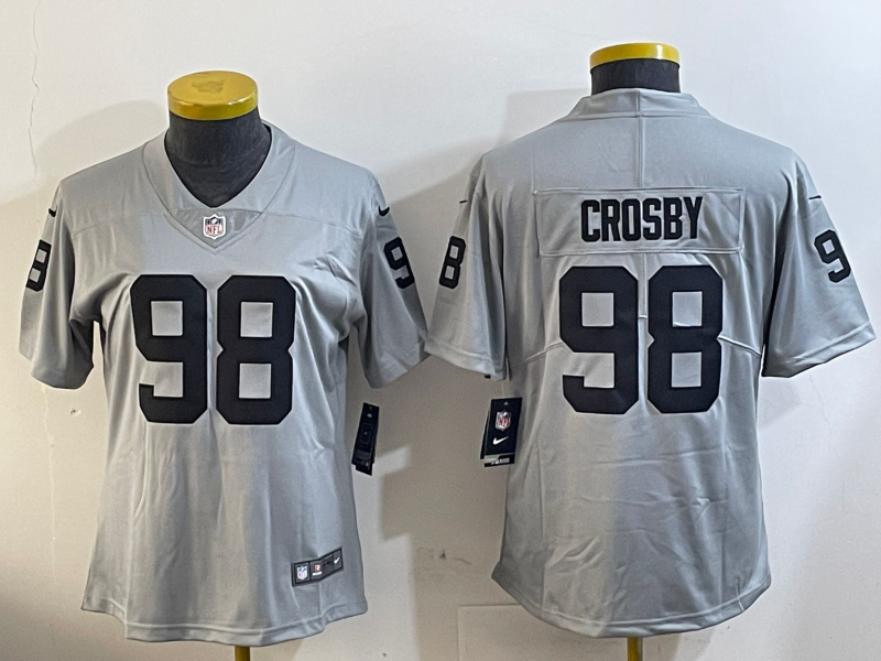 Raiders 2023/24 Crosby #98 Gray/Black Women NFL Jersey