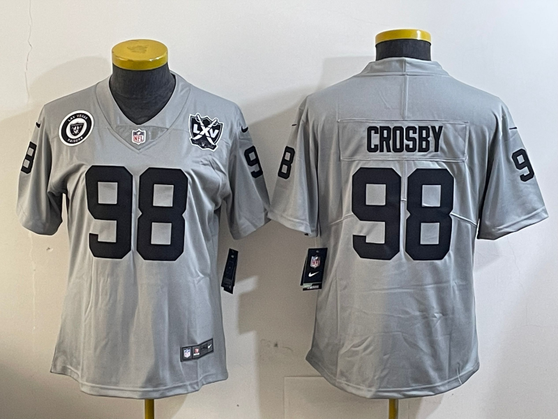 Raiders 2023/24 Crosby #98 Gray/Black Women NFL Jersey