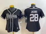 Raiders 2023/24 Jacobs #28 Black/White Women NFL Baseball Style Jersey