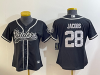Raiders 2023/24 Jacobs #28 Black/White Women NFL Baseball Style Jersey
