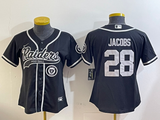 Raiders 2023/24 Jacobs #28 Black/White Women NFL Baseball Style Jersey