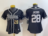 Raiders 2023/24 Jacobs #28 Black/White Women NFL Baseball Style Jersey