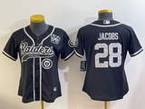 Raiders 2023/24 Jacobs #28 Black/White Women NFL Baseball Style Jersey