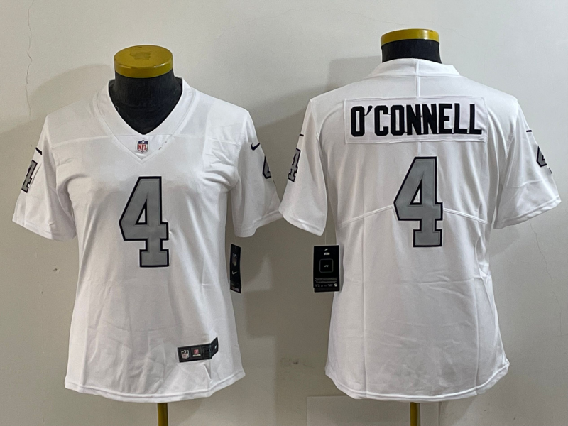 Raiders 2023/24 O'Connell #4 White/Gray/Black Women NFL Jersey