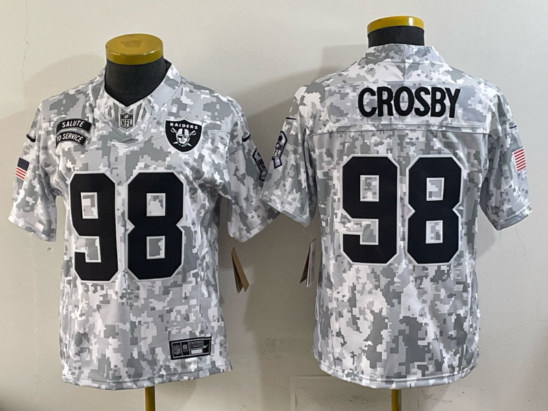 Raiders 25/26 Crosby #98 Arctic Camo Women NFL Jersey