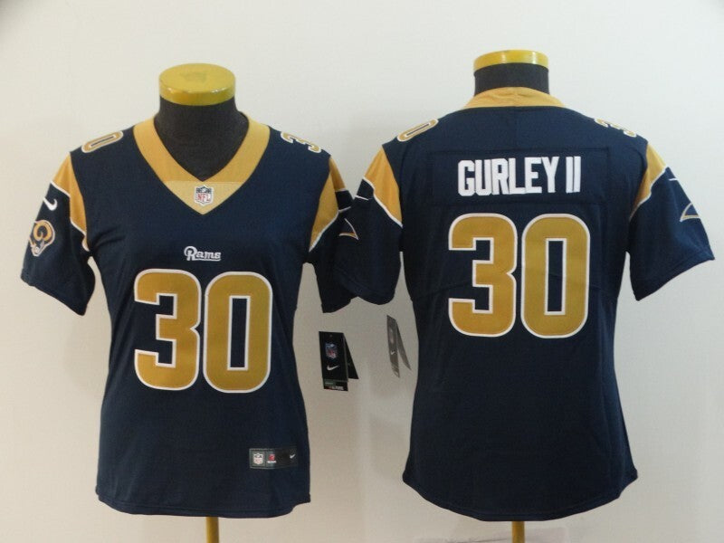 Rams 2022/23 Gurley II #30 Navy/Yellow Women NFL Jersey