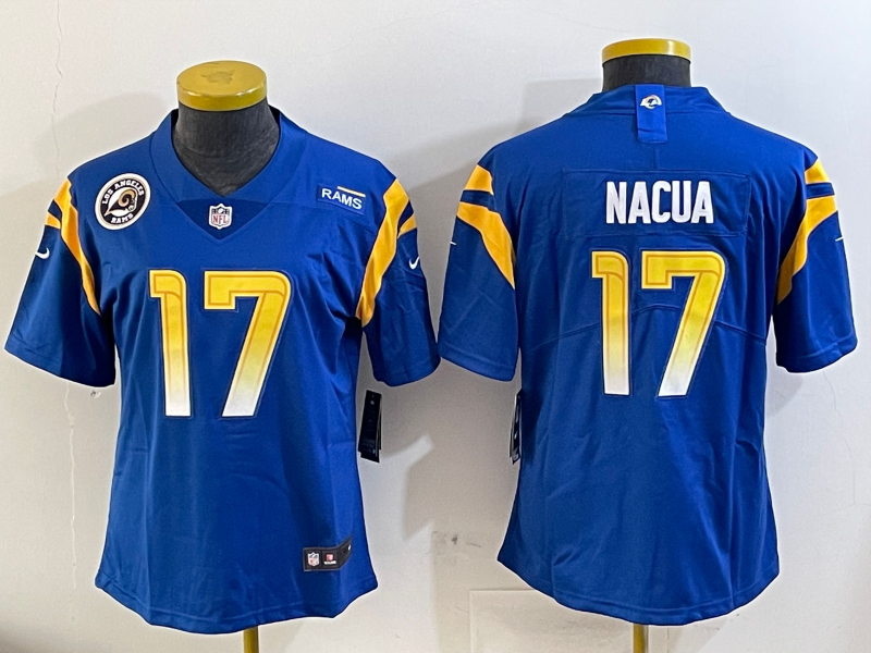 Rams 25/26 Nacua #17 Royal Blue Women NFL Jersey