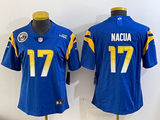 Rams 25/26 Nacua #17 Royal Blue Women NFL Jersey