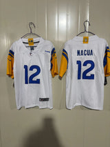 Rams 25/26 Nacua #12 White Kids Jersey