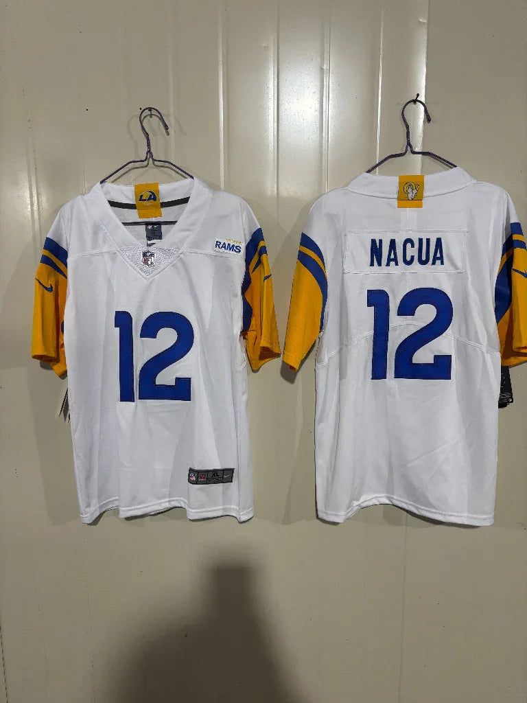 Rams 25/26 Nacua #12 White Kids Jersey