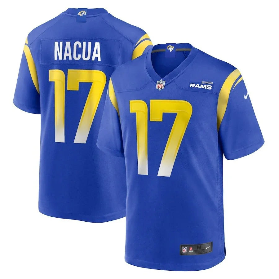 Rams 25/26 Nacua #17 Royal Blue NFL Jersey