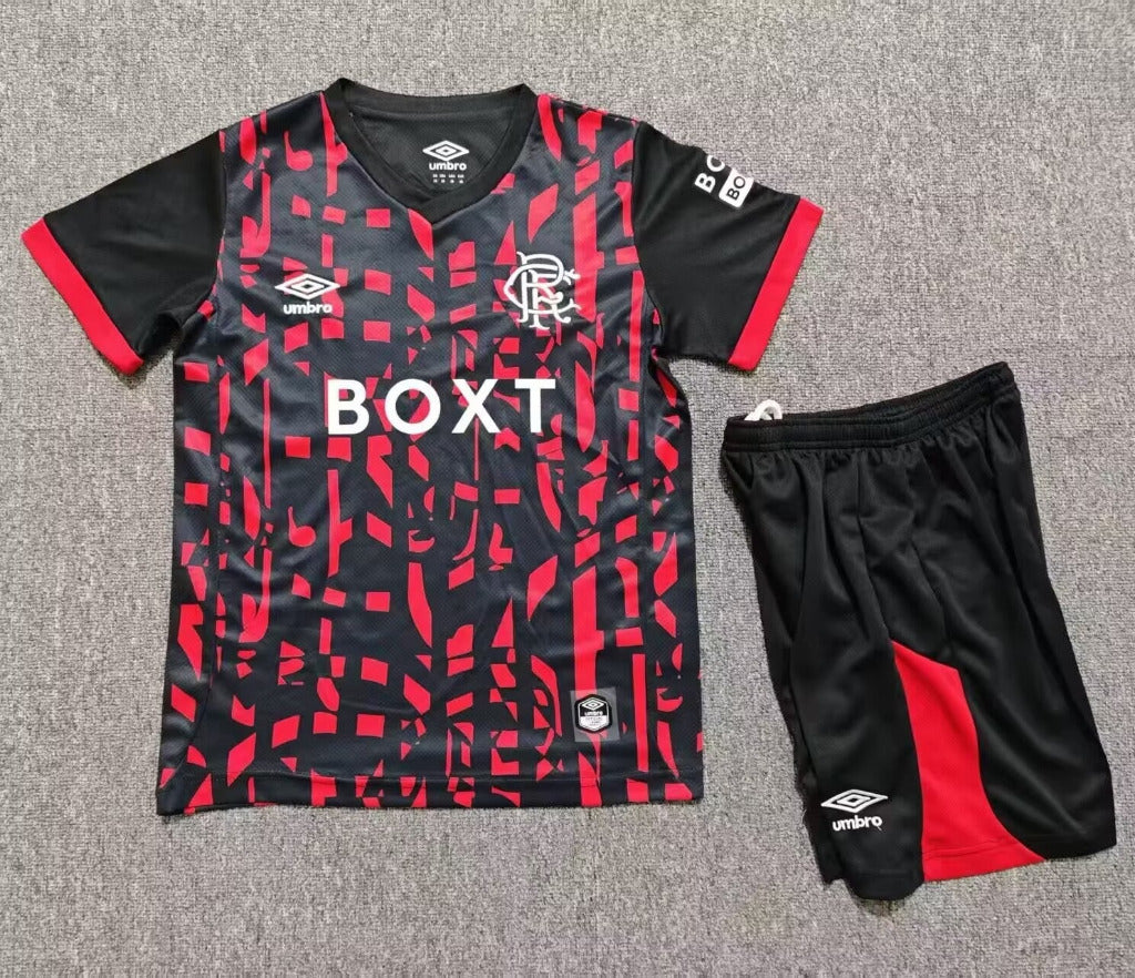 Rangers 26/27 Black/Red Third Kids Jersey Set