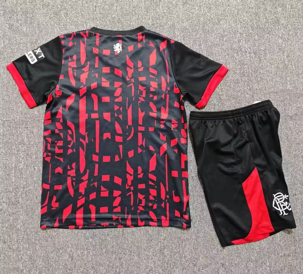 Rangers 26/27 Black/Red Third Kids Jersey Set