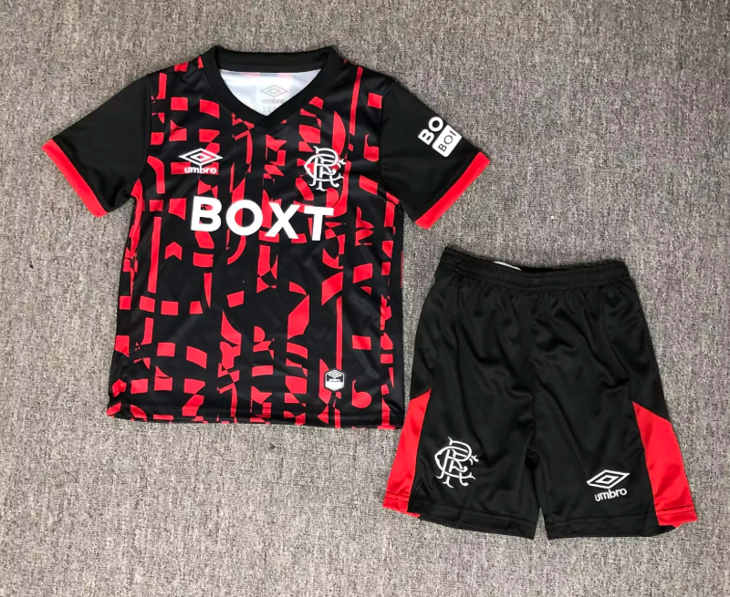 Rangers 26/27 Black/Red Third Kids Jersey Set