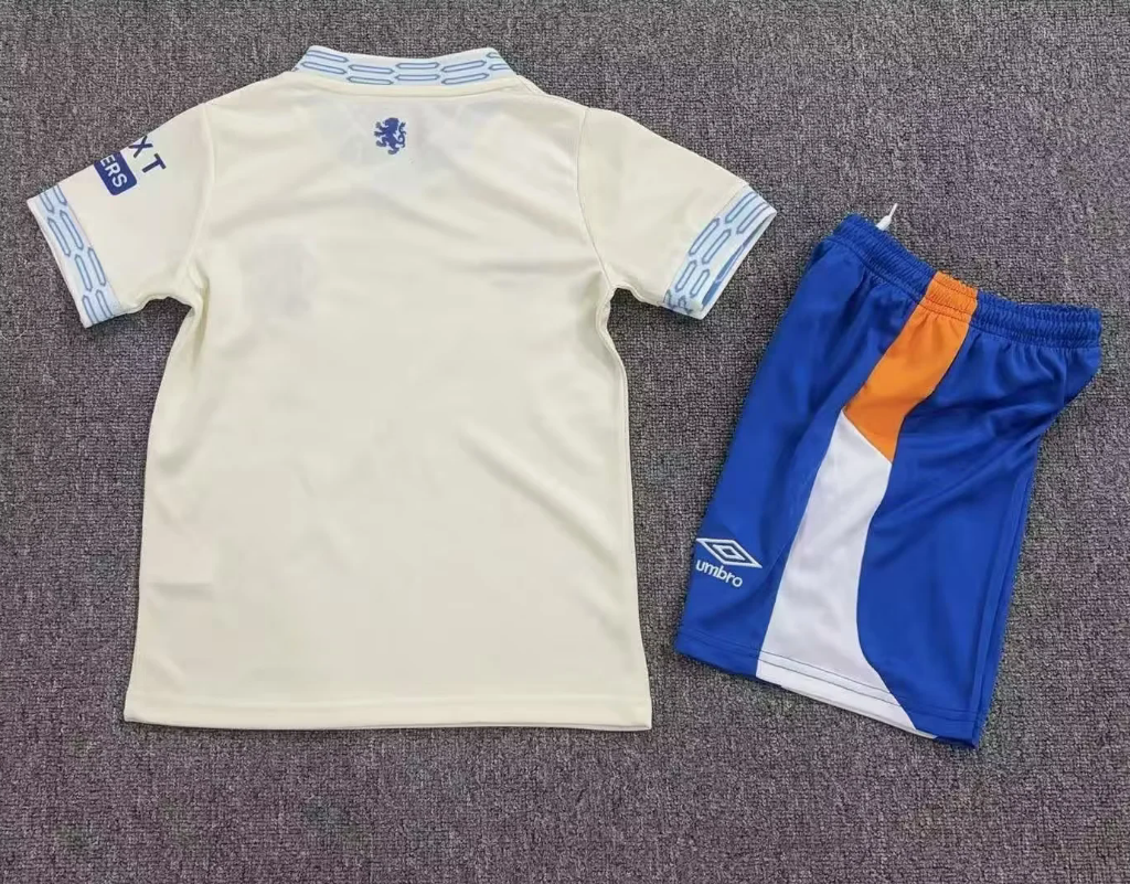Rangers 26/27 Cream/Blue Trim Away Kids Jersey Set